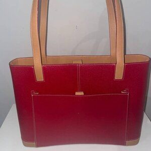 Red & Tan Tote Leather Bag
